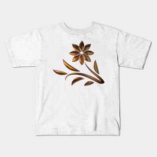 bronze colored abstract flower Kids T-Shirt